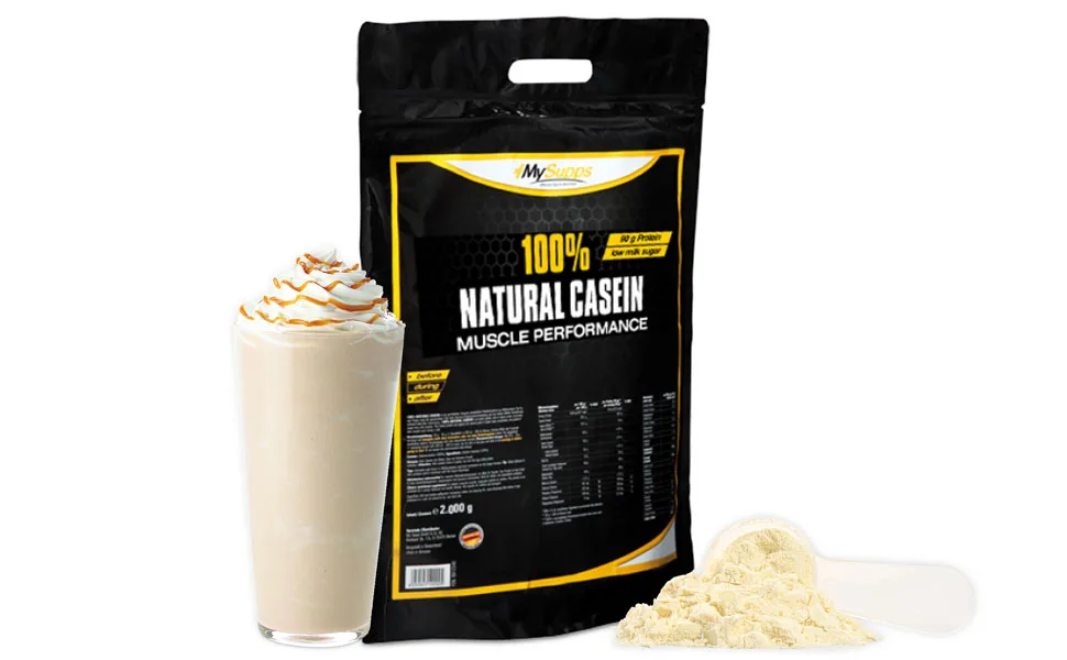 My Supps 2000g casein protein powder 100% natural - bioactive night casein protein powder with EAA BCAA & vitamin B6 - high -quality protein powder made in Germany - Natural Casein