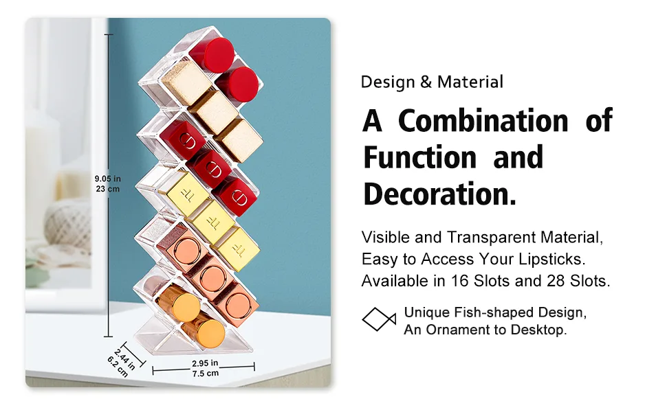 JessLab Lipstick Organizer, Acrylic Lipstick Holder Lip Gloss Tower Clear Cosmetic Makeup Organizer Storage for Bathroom Vanity Countertop (48 Slots) - cosmetic case organizer