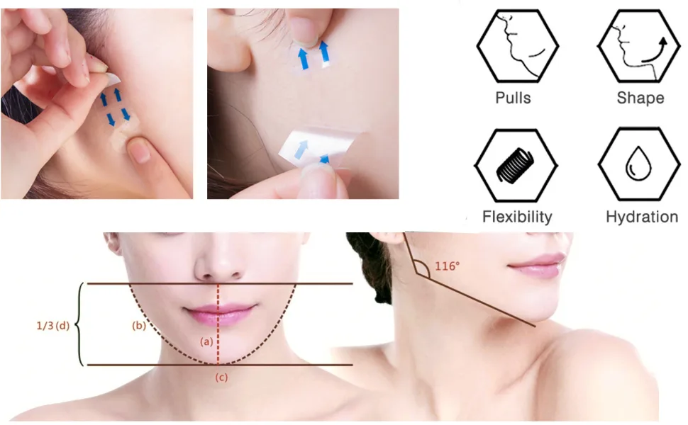 Face Lifting Sticker Invisible thin face sticker thin face artifact sticker adhesive tape face lift tools skin tight skin eliminated fold best gift for woman 40pcs/box - Face Lifting Tape
