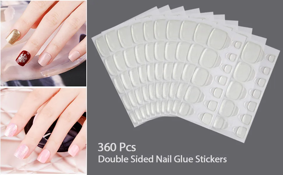 360 Pcs Nail Tabs Transparent Nail Glue Double Sided Self Adhesive Tapes Clear DIY Manicure Decoration Set B - product information 2