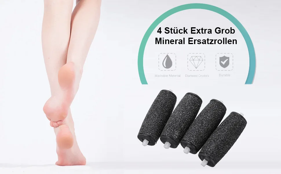 Pack of 4 Extra Coarse Mineral Replacement Rolls for Velvet Smooth Callus Remover Refill Rolls with Diamond Particles - product information 2