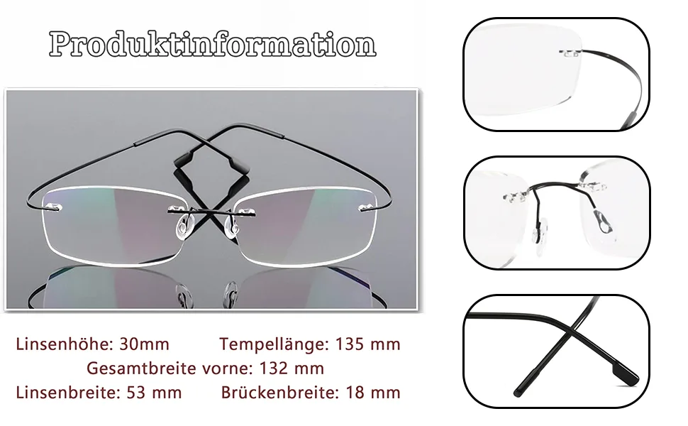 Viseng 2 Pack reading glasses titanium men women rimless reading glasses titanium metal ultralight readers +3.0 - Lesebrille