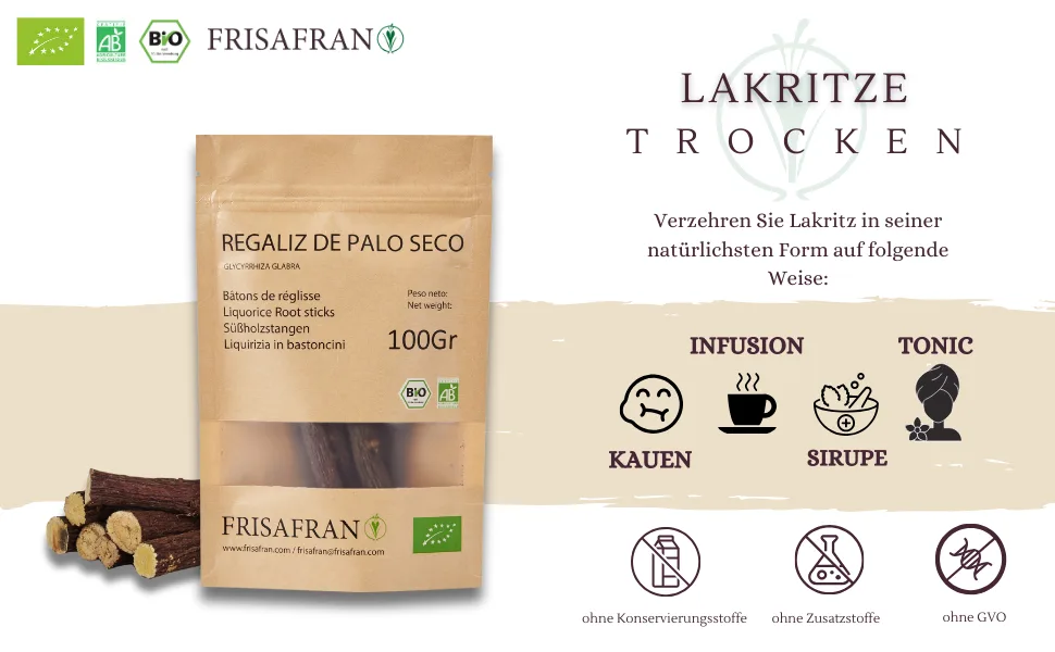 FRISAFRAN - Organic Dry Liquorice Stick (50Gr) 50 g (1 pack) - rega 1