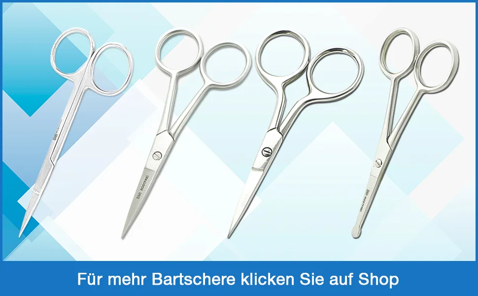 SMI Beard Scissors for Men Mustache Scissors Eyebrow Scissors Small Scissors for Facial Hair Stainless Steel Grooming Scissors with Case - Bartschere Schnurrbartschere Nasenschere Haarschere