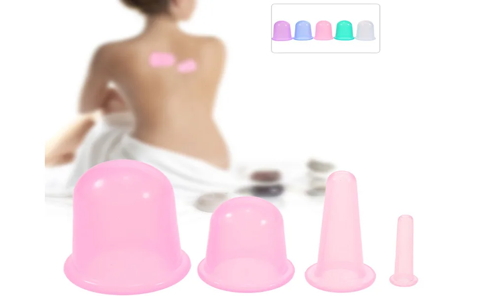 Anself 4pcs Silicone Massage Cupping Cups for Neckline Face Body Random Color - Anself 4er Silikon Massage Schröpfen Cups für Ausschnitt Gesicht Körper Zufällige Farbe