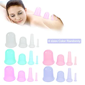Anself 4pcs Silicone Massage Cupping Cups for Neckline Face Body Random Color - Anself 4er Silikon Massage Schröpfen Cups für Ausschnitt Gesicht Körper Zufällige Farbe