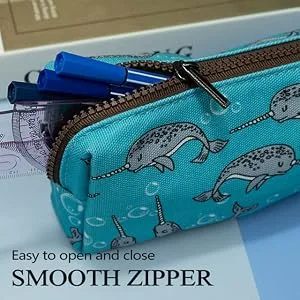 Narwhal Students Canvas Pencil Case Pen Bag Pouch stationery Case Makeup Cosmetic Bag - Narwal
