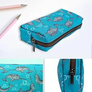 Narwhal Students Canvas Pencil Case Pen Bag Pouch stationery Case Makeup Cosmetic Bag - Narwal