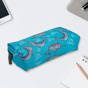 Narwhal Students Canvas Pencil Case Pen Bag Pouch stationery Case Makeup Cosmetic Bag - Narwal