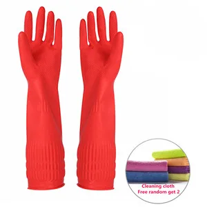 Yslon rubber cleaning gloves king dishes 2 pairs and cleaning cloth waterproof reusable. (Red S) S (2 pack) - product information 2