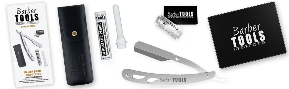 Razor Men - Beard Razor + Razor Blades + Carrying Case - Barber Razor with Replaceable Blade (Silver) - Rasiermesser