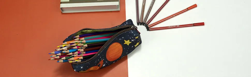 LParkin Canvas Pencil Case Space Theme (Blue) - Galaxie