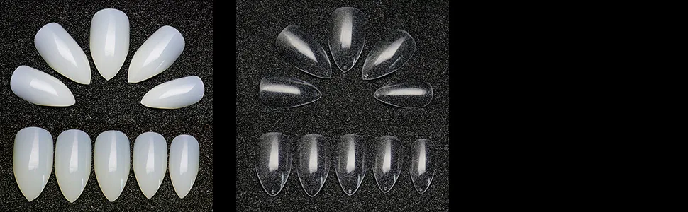 600PCS Transparent Stiletto False Nails Short Artificial Acrylic Nails Fake Nails for DIY Nail Art 1#-Transparent - falsche Nägel