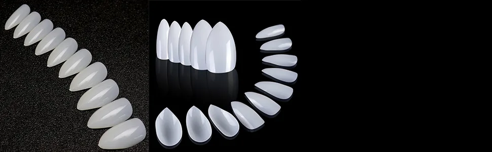 600PCS Transparent Stiletto False Nails Short Artificial Acrylic Nails Fake Nails for DIY Nail Art 1#-Transparent - Stiletto Nail Tips