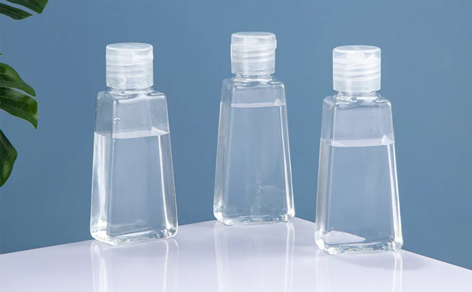 Soujoy 40 pieces of empty plastic bottles 60 ml transparent refillable with folding lock and 8 transfer lids convincable portable for shampoo lotions creams - product information 2