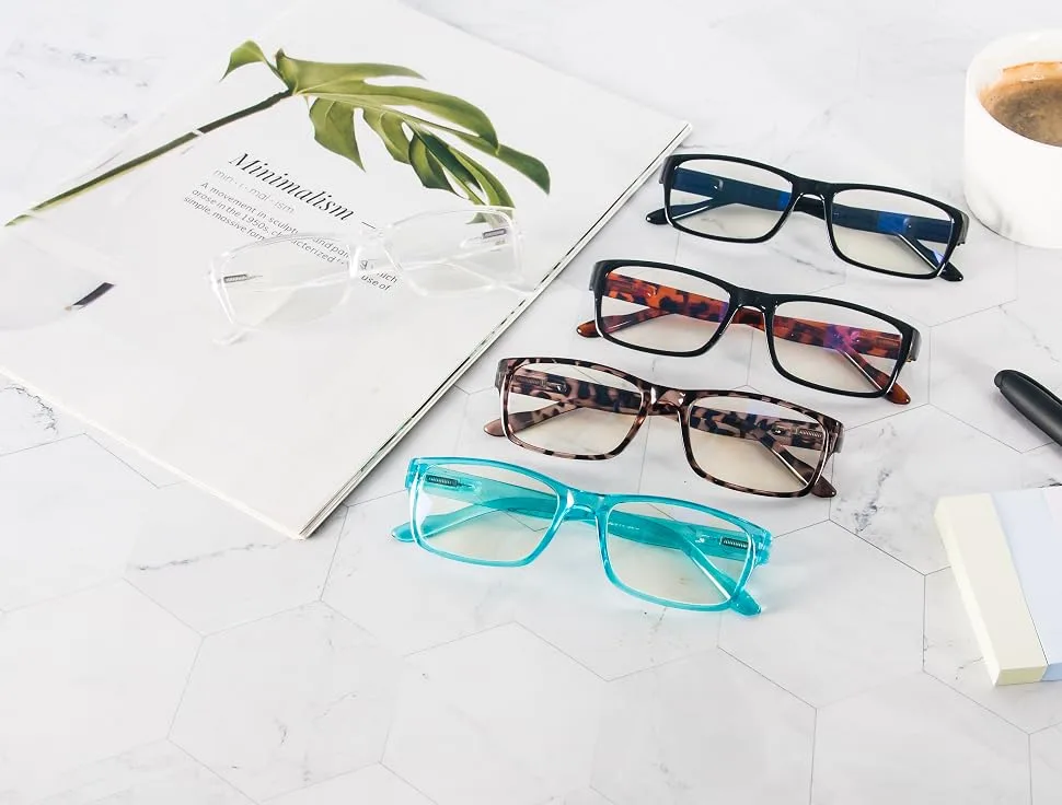 Kokobin 5 Pack Reading glasses Blue light filter Computer glasses spring hinge reading glasses for women men glare protection filter light glasses (5 pieces 1 diopters) 5 pieces 1.0 diopters - Ultraleichte Lesebrille, Anti-Blaulicht-Lesebrille, quadratische Lesebrille, Herren-Lesebrille,