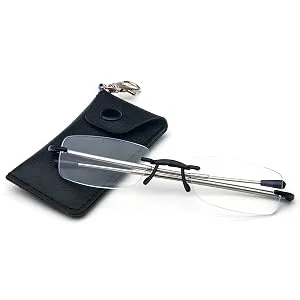 Cokobin men and women foldable borderless reading glasses with a telescopic stick and leather case keychain anti-blue light portable glasses gold 1.5 dioptries - lesebrille faltbare lesebrille lesebrille anti blaulicht lesebrille herren lesebrille