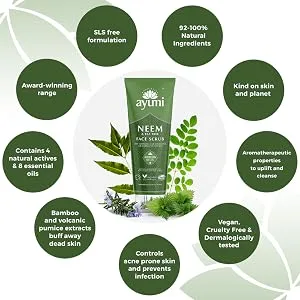Ayumi Neem & Tea Tree Face Scrub. Vegan Cruelty-Free Dermatologically-Tested 1 x 125ml 1 piece (1 pack) - Neem