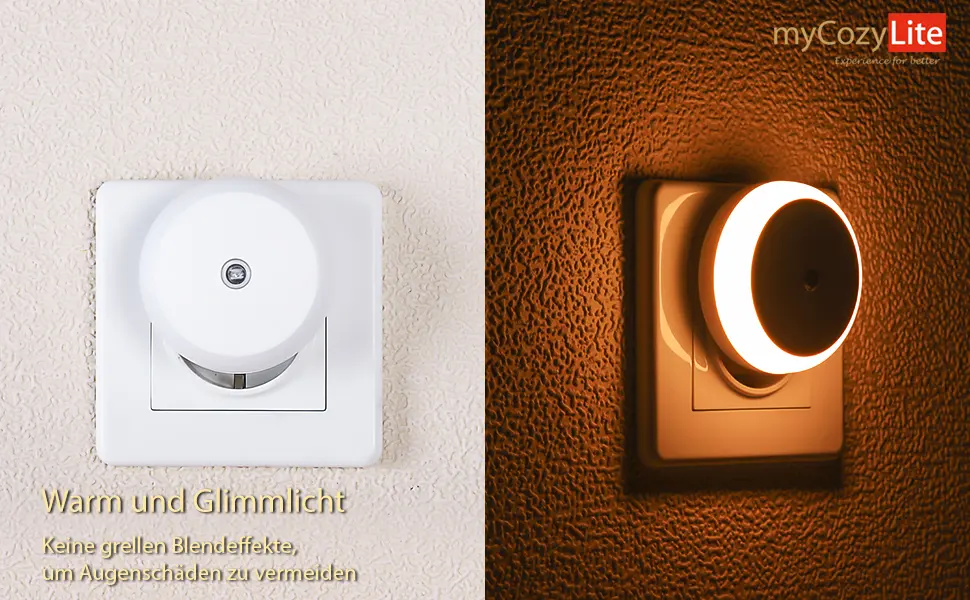 Night plug socket light with twilight sensor warm white energy -efficient light sensor smart night light for bedrooms bathroom kitchen round 2 pack - LED-Nachtlichter Steckdose Dämmerungssensor Warmweiß klein rundes Licht Schlafzimmer Zimmer