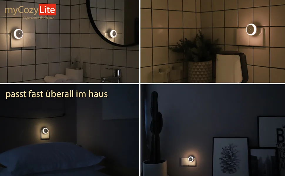Night plug socket light with twilight sensor warm white energy -efficient light sensor smart night light for bedrooms bathroom kitchen round 2 pack - LED-Nachtlichter Steckdose Dämmerungssensor Warmweiß klein rundes Licht Schlafzimmer Zimmer