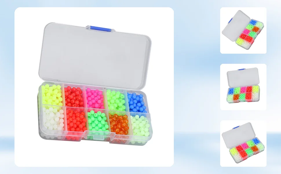 Alomejor 1000pcs/box Fishing Beads Plastic Luminous Oval Egg Bead In Dark Lure Floating Float Tackles - product information 2