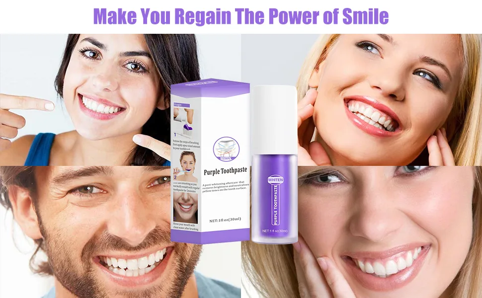 Purple Teeth Whitening Toothpaste toothpaste white teeth white teeth toothpaste tooth whitening bleaching purple purple toothpaste stain removal teeth deep stain removal coffee yellow teeth (1 Pack) - product information 5