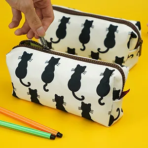 Bag with black cats back to school teacher gift pencil case make-up bag cosmetic bag - Katze