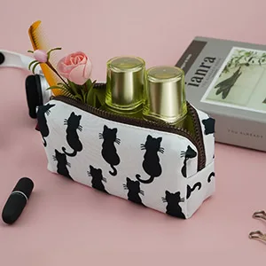 Bag with black cats back to school teacher gift pencil case make-up bag cosmetic bag - Katze