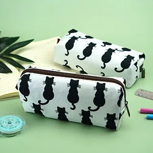 Bag with black cats back to school teacher gift pencil case make-up bag cosmetic bag - Katze