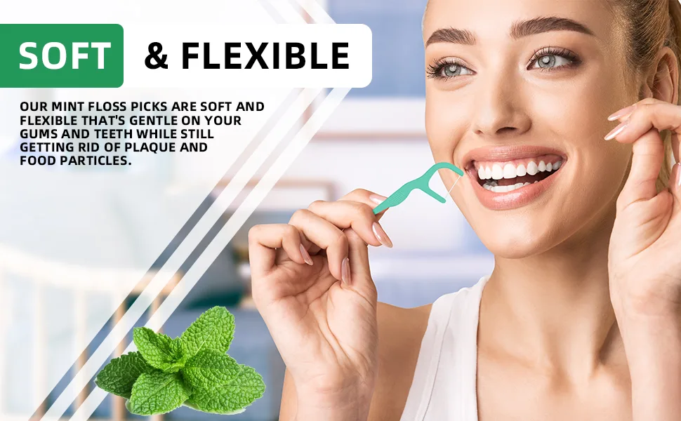 Dental Floss Picks | Toothpicks Extra Strong Flosser Pick Fresh Mint Flavor 75 Dental Floss Picks 3 Pack - product information 3