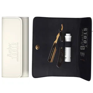 BARBER TOOLS Razor with box and 5 razor blades + alum stone + polishing cloth + case - étui de rangement