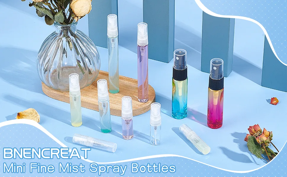 BENECREAT 24 Sack 10ml Mini Travel spray bottles White refillable atomizable atomizer plastic bottle with spray head for travel lotion perfume white 10ml/0.34oz - product information 2