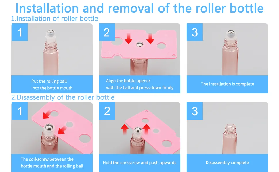 Pxyelec 14 pieces 10 ml roll on glass bottles refillable rollon bottles for oils fragrances cosmetics massages pink - Parfüm-Flaschen
