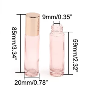 Pxyelec 14 pieces 10 ml roll on glass bottles refillable rollon bottles for oils fragrances cosmetics massages pink - Roll on Flaschen