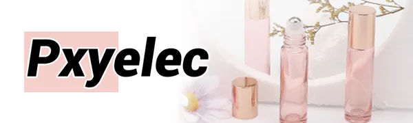 Pxyelec 14 pieces 10 ml roll on glass bottles refillable rollon bottles for oils fragrances cosmetics massages pink - Roll on Glasflaschen