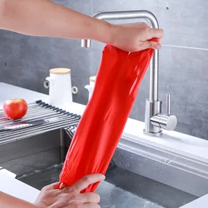 YSLON Rubber Cleaning Gloves Kitchen Dishwashing Gloves 3 Pairs Waterproof Reusable. (Red L) L (Pack of 3) - product information 7