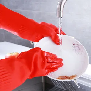 YSLON Rubber Cleaning Gloves Kitchen Dishwashing Gloves 3 Pairs Waterproof Reusable. (Red M) M (Pack of 3) - product information 4