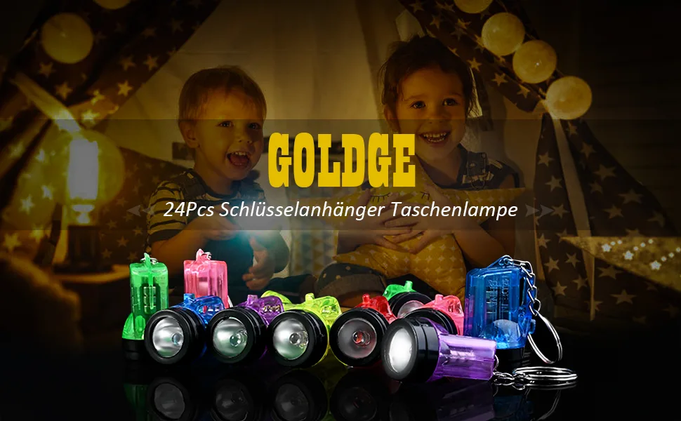 GOLDGE 24Pcs Keychain Flashlight Mini Lamp 4cm - Szenendiagramm
