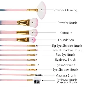 Sonku Makeup Brush Set Foundation Blush Eye Shadow Eyebrow Eyeliner 12pcs. With 4 Makeup Sponges - product information 5