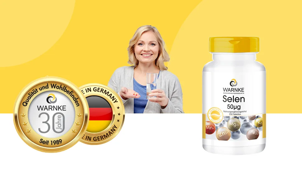 Selenium 50 g - from selenium yeast - vegan - 250 tablets - bulk pack | Warnke Vitalstoffe - German pharmacy quality - Über 200 Produkte