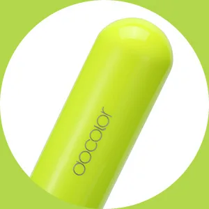 Docolor Foundation Blending Brush - Premium Makeup Brush for Liquid, Cream, and Powder, Professional Makeup Brush Flat Top Kabuki for Face Neon Green - wooden handle