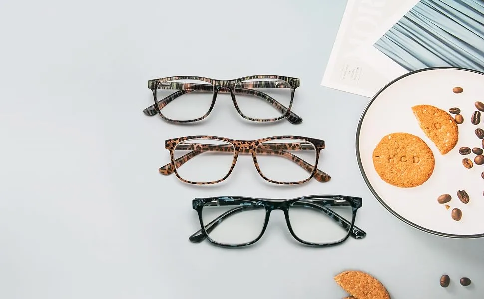 Kokobin 3-pack Reading glasses Blue light filter men women glasses feather hilbanery reading aid. - Lesebrille, Anti-Blaulicht-Lesebrille, Damen-Lesebrille, Lesebrille 1,5, Herren Lesebrille 2