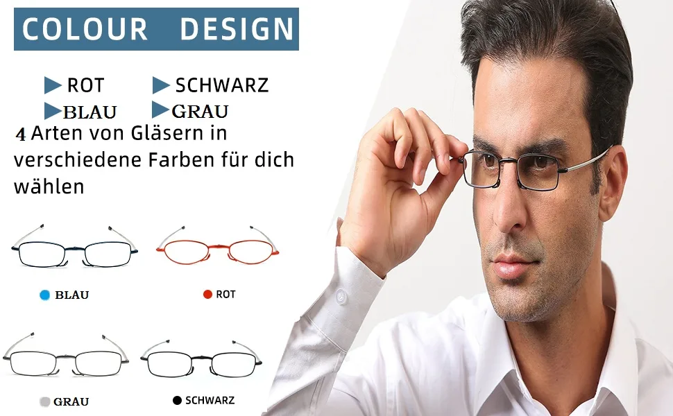 Kokobin foldable 2 pack reading glasses made of stainless steel mini anti-blue long help for women and men reading aid with hard shell case 2.0 2 pack +2.0 - Faltbare Lesebrillen eignen sich für diejenigen, die gerne reisen, reisen und einkaufen.