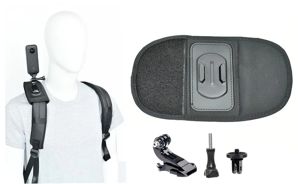 Fotoleey camera backpack holder for Insta360 X4 X3/ X2/ one RS backpack shoulder strap bracket for GoPro Hero 10 Hero 9 Hero 8/7/ 6 DJI Action 2 - gopro backpack mount