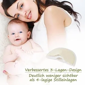Baby bliss bamboo still inserts washable (14-pack) contoured ultra-suction strong leak-proof extra soft subtle durable (white/beige 12cm) 12cm white/beige - neues 3-lagen design