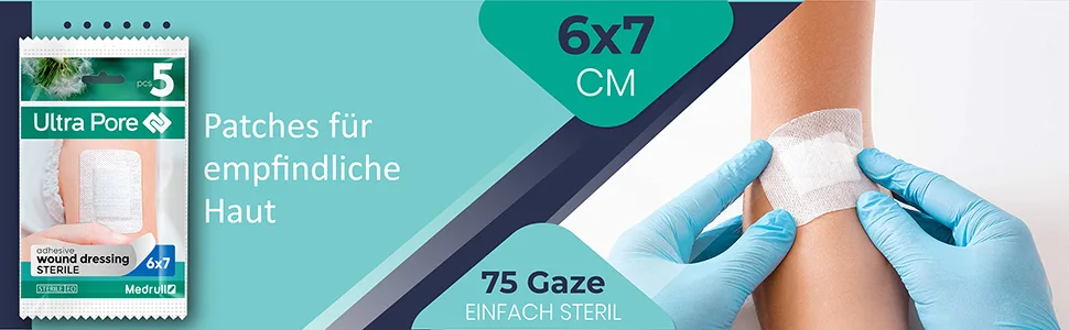 Medrull Wound Association Steril 6x7 cm 75 piece Packed Ultra Pore Soft Wound Paving Strong adhesive power - protects 6x7 cm (75 pack) for cuts in cuts) - medrull