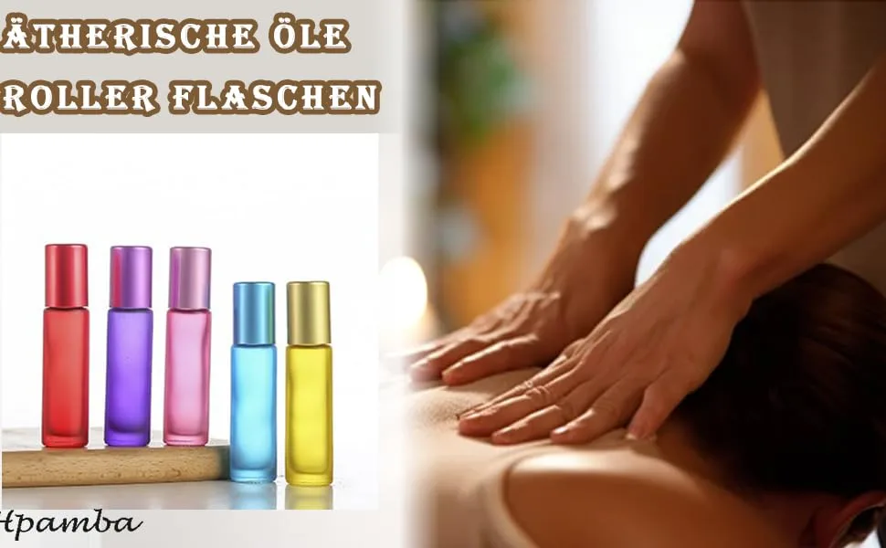 HPAMBA 10ML essential oils roller bottles roller bottles glass roll-on bottles Rollerbar Roller bottles with stainless steel roller balls for essential oil aromatherapy mixture perfume massage 21 pieces - mit Edelstahl Roller Bällen