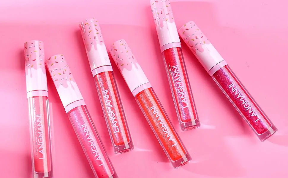 6PCs / Set Donut glitter lip gloss shiny diamond liquid lipstick high-colored metallic waterproof moisturizing lighten lip spots color tones cosmetic make-up - 6PCS Set Donut Glitter Lip Gloss Shiny Diamond Liquid Lipstick Metallic Lip Color Lip Stains Tints