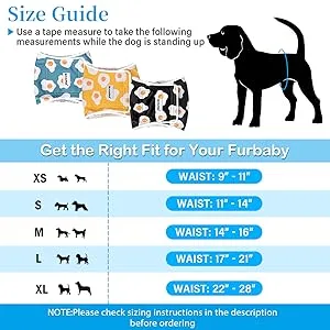 Dono 3-Pack Reflective Dog Diapers with Washable Belly Band for Small Medium and Large Dogs (L) Fried Eggs L - Größe: