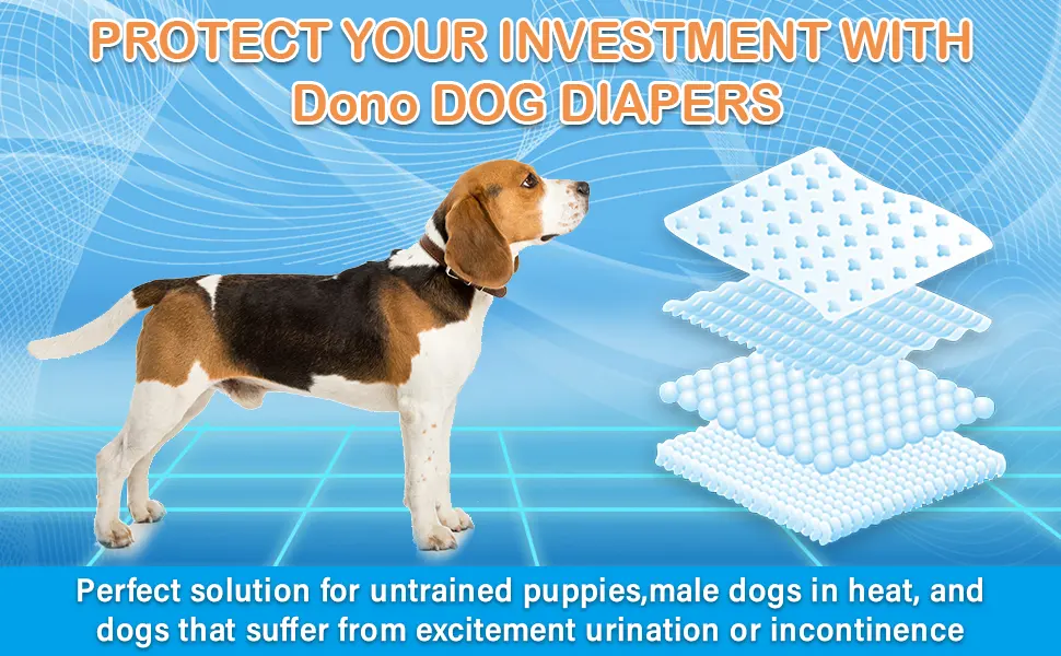 Dono 3-Pack Reflective Dog Diapers with Washable Belly Band for Small Medium and Large Dogs (L) Fried Eggs L - Hundewindeln